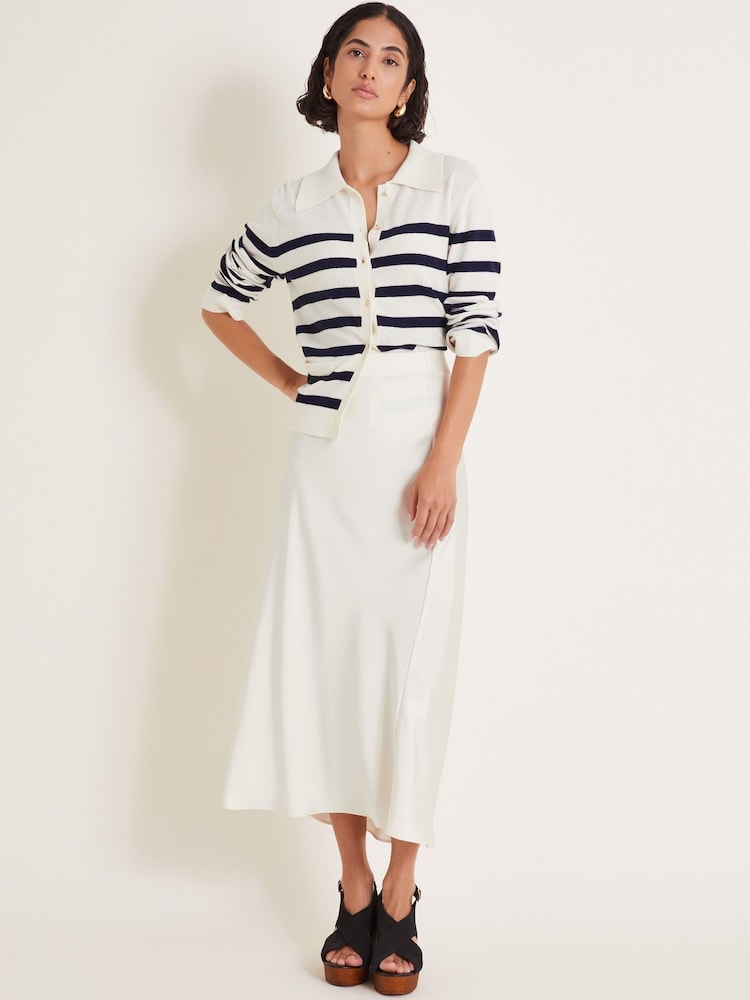 Monsoon Natural Sybil Collar Stripe Cardigan - Image 5 of 5 Monsoon Natural Sybil Collar Stripe Cardigan - Image 5 of 5