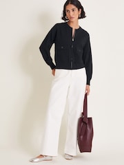 Monsoon Black Nora Knit Bomber Jacket - Image 2 of 5