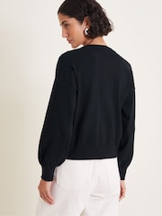 Monsoon Black Nora Knit Bomber Jacket - Image 3 of 5