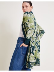 Monsoon Green Ember Printed Longline Cardigan - Image 1 of 5