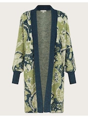 Monsoon Green Ember Printed Longline Cardigan - Image 5 of 5