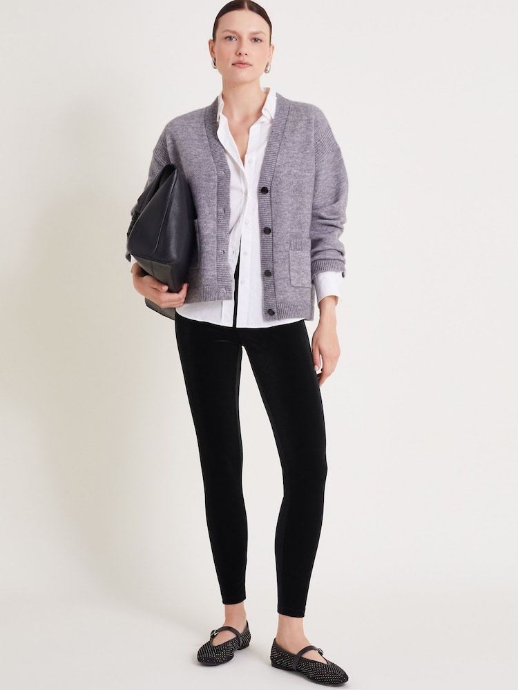 Monsoon Black Vixie Velvet Leggings - Image 1 of 5