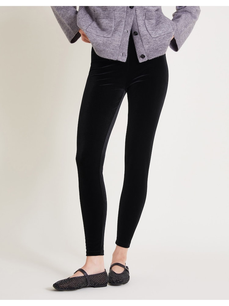 Monsoon Black Vixie Velvet Leggings - Image 2 of 5