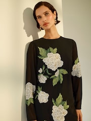 Monsoon Black Ariah Column Embellished Midi Dress - Image 2 of 9