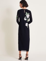 Monsoon Black Ariah Column Embellished Midi Dress - Image 6 of 9