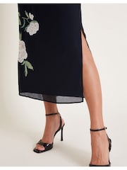 Monsoon Black Ariah Column Embellished Midi Dress - Image 7 of 9