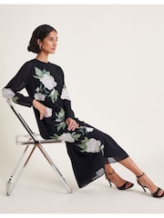 Monsoon Black Ariah Column Embellished Midi Dress - Image 8 of 9