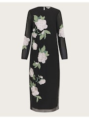 Monsoon Black Ariah Column Embellished Midi Dress - Image 9 of 9
