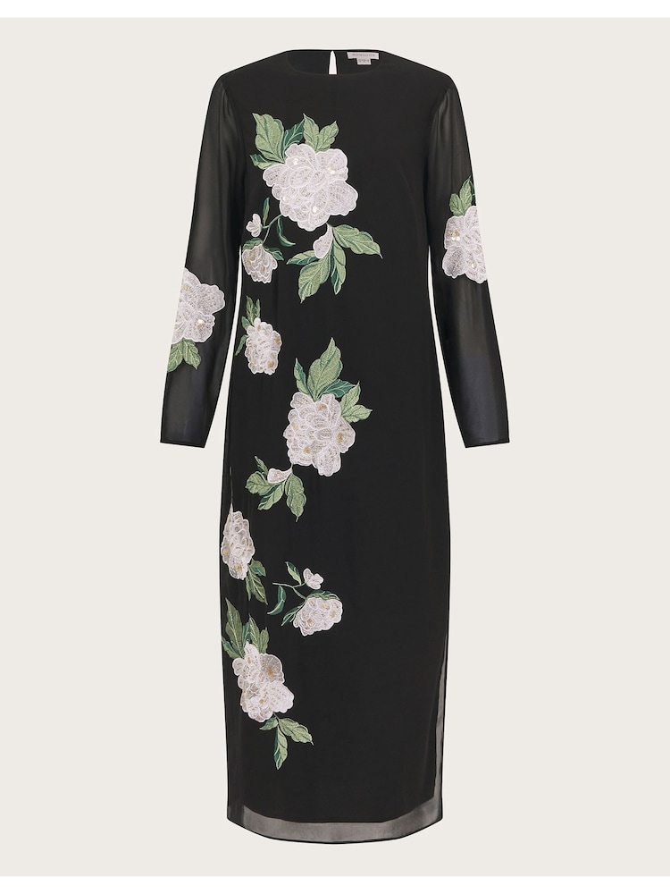 Monsoon Black Ariah Column Embellished Midi Dress - Image 9 of 9