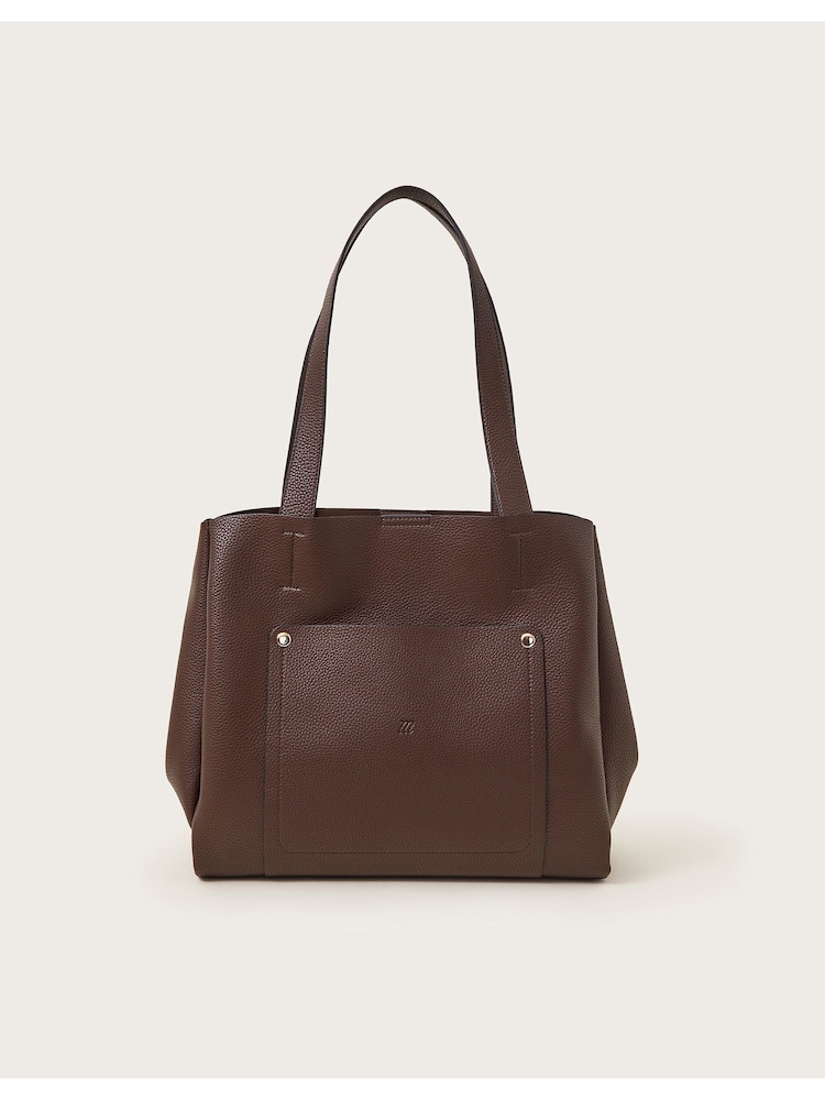 Monsoon Brown Zoe Faux Leather Pocket Tote Bag - Image 1 of 3