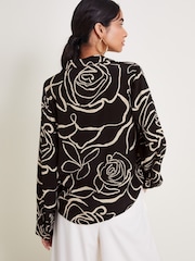Monsoon Black Mary Illustrated Floral Print Shirt - Image 2 of 5