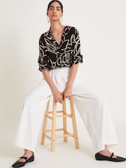 Monsoon Black Mary Illustrated Floral Print Shirt - Image 3 of 5