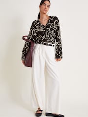 Monsoon Black Mary Illustrated Floral Print Shirt - Image 4 of 5