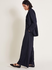 Monsoon Blue Paige Pinstripe Wide Leg Trousers - Image 5 of 6