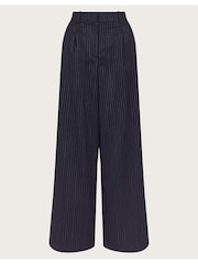 Monsoon Blue Paige Pinstripe Wide Leg Trousers - Image 6 of 6