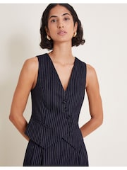 Monsoon Blue Paige Pinstripe Waistcoat - Image 1 of 6