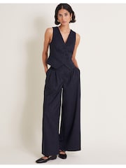 Monsoon Blue Paige Pinstripe Waistcoat - Image 2 of 6