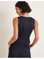 Monsoon Blue Paige Pinstripe Waistcoat - Image 3 of 6