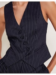 Monsoon Blue Paige Pinstripe Waistcoat - Image 4 of 6