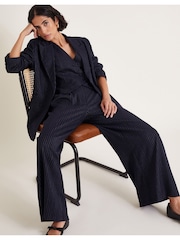 Monsoon Blue Paige Pinstripe Waistcoat - Image 5 of 6