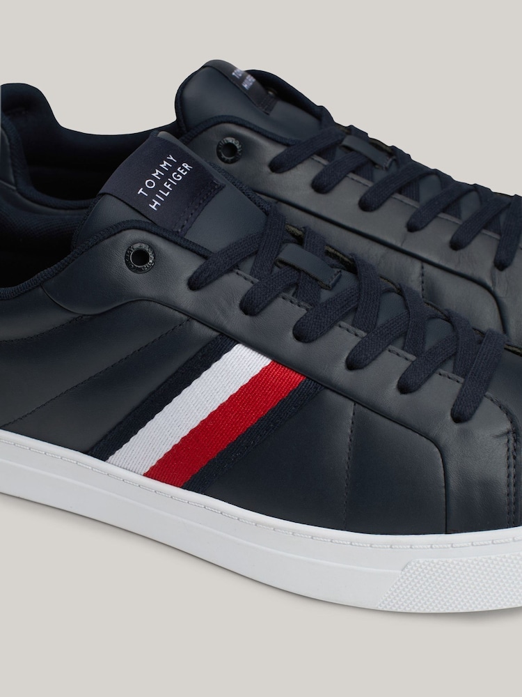Tommy Hilfiger Blue Tommy Hilfiger Blue Icon Court Leather Trainers - Image 5 of 8