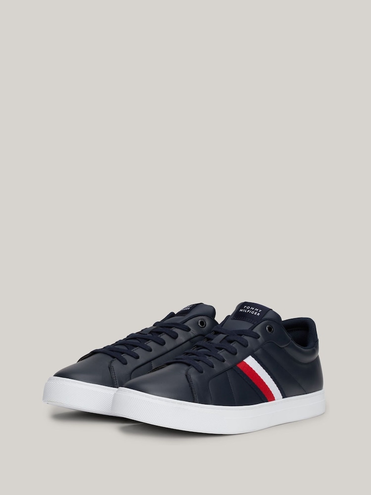 Tommy Hilfiger Blue Tommy Hilfiger Blue Icon Court Leather Trainers - Image 6 of 8