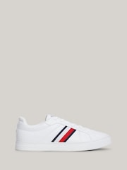 Tommy Hilfiger White Tommy Hilfiger Blue Icon Court Leather Trainers - Image 2 of 7