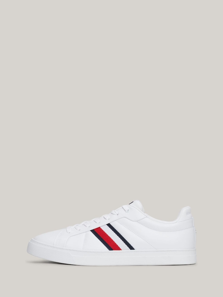 Tommy Hilfiger White Tommy Hilfiger Blue Icon Court Leather Trainers - Image 3 of 7