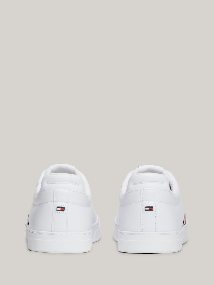 Tommy Hilfiger White Tommy Hilfiger Blue Icon Court Leather Trainers - Image 5 of 7