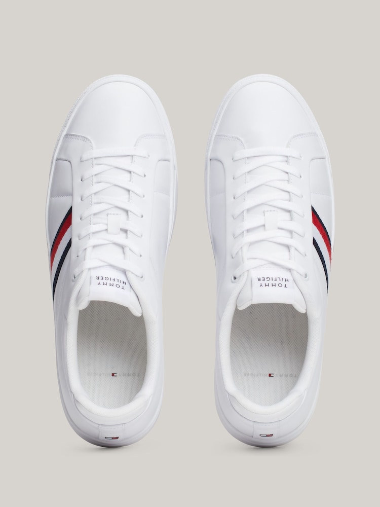 Tommy Hilfiger White Tommy Hilfiger Blue Icon Court Leather Trainers - Image 6 of 7