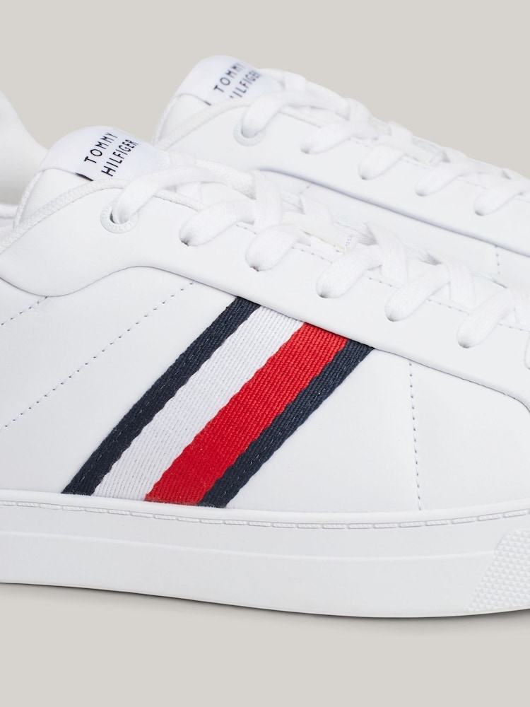 Tommy Hilfiger White Tommy Hilfiger Blue Icon Court Leather Trainers - Image 7 of 7 Tommy Hilfiger White Tommy Hilfiger Blue Icon Court Leather Trainers - Image 7 of 7