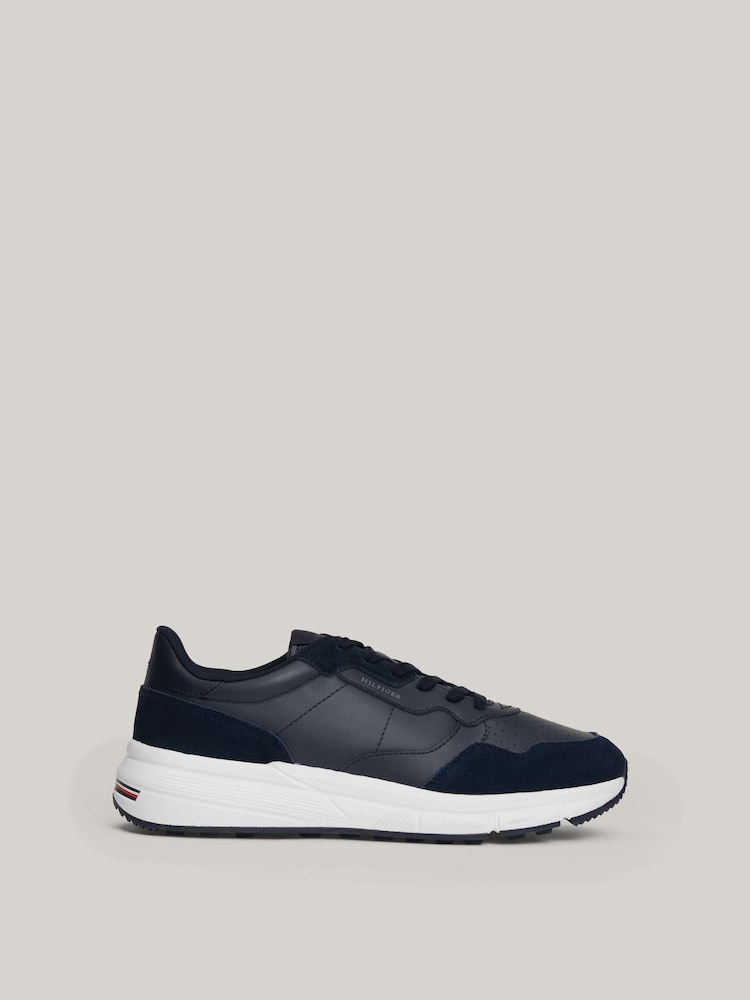 Tommy Hilfiger Blue Tommy Hilfiger Blue Faston Leather Mix Trainers - Image 1 of 7