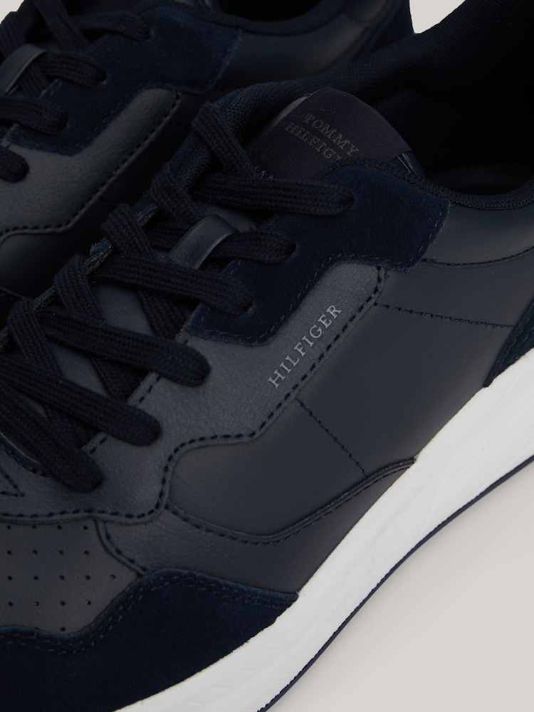 Tommy Hilfiger Blue Tommy Hilfiger Blue Faston Leather Mix Trainers - Image 7 of 7