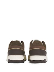 Tommy Hilfiger Brown Tommy Hilfiger Basket Modern Street Leather White Trainers - Image 5 of 6