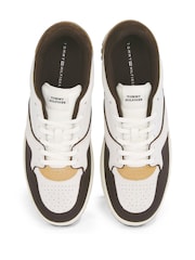 Tommy Hilfiger Brown Tommy Hilfiger Basket Modern Street Leather White Trainers - Image 6 of 6