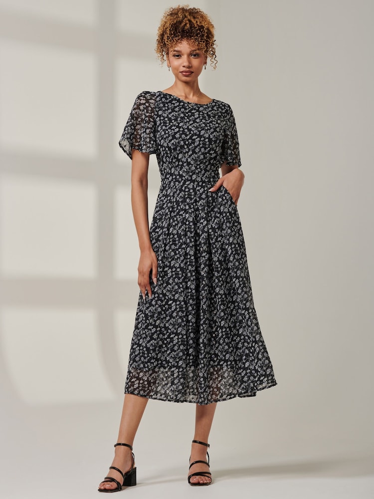 Jolie Moi Black Floral Chiffon Maxi Dress - Image 1 of 6