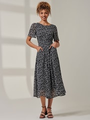Jolie Moi Black Floral Chiffon Maxi Dress - Image 4 of 6
