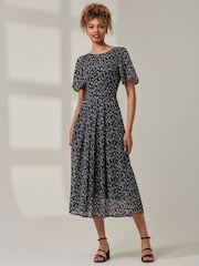 Jolie Moi Black Floral Chiffon Maxi Dress - Image 5 of 6