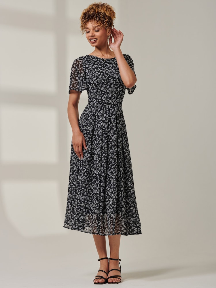 Jolie Moi Black Floral Chiffon Maxi Dress - Image 6 of 6