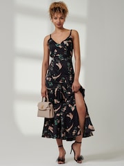 Jolie Moi Black Suzannah Sleeveless Satin Maxi Dress - Image 4 of 6