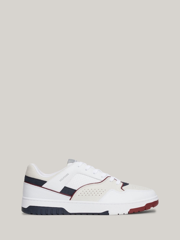Tommy Hilfiger White Tommy Hilfiger Basket Modern Street Leather White Trainers - Image 1 of 8