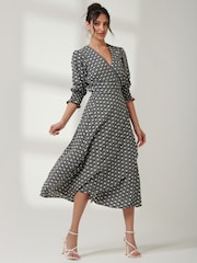 Jolie Moi Black Daphne Puff Sleeve Bodycon Dress - Image 4 of 6