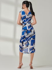 Jolie Moi Blue Mesh Wrap Ruched Bodycon Dress - Image 2 of 6