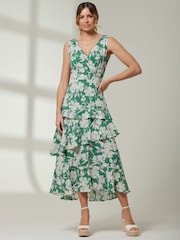 Jolie Moi Green Tiered Hem Sleeveless Maxi Dress - Image 1 of 6