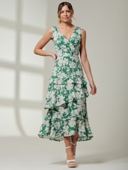 Jolie Moi Green Tiered Hem Sleeveless Maxi Dress - Image 4 of 6
