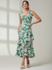 Jolie Moi Green Tiered Hem Sleeveless Maxi Dress - Image 5 of 6