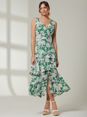 Jolie Moi Green Tiered Hem Sleeveless Maxi Dress - Image 6 of 6