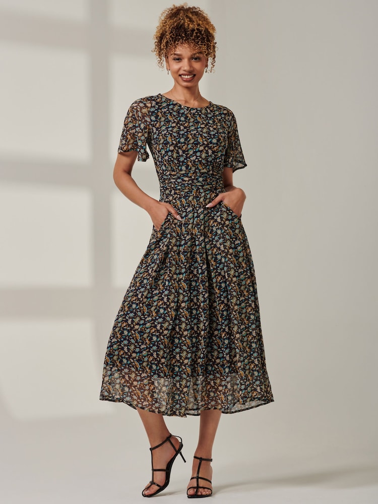 Jolie Moi Blue Floral Chiffon Maxi Dress - Image 1 of 6