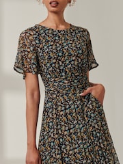Jolie Moi Blue Floral Chiffon Maxi Dress - Image 3 of 6