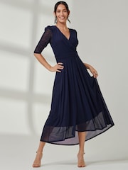 Jolie Moi Aneissa Mesh-Maxikleid mit gerafften Ärmeln - Bild 1 von 6